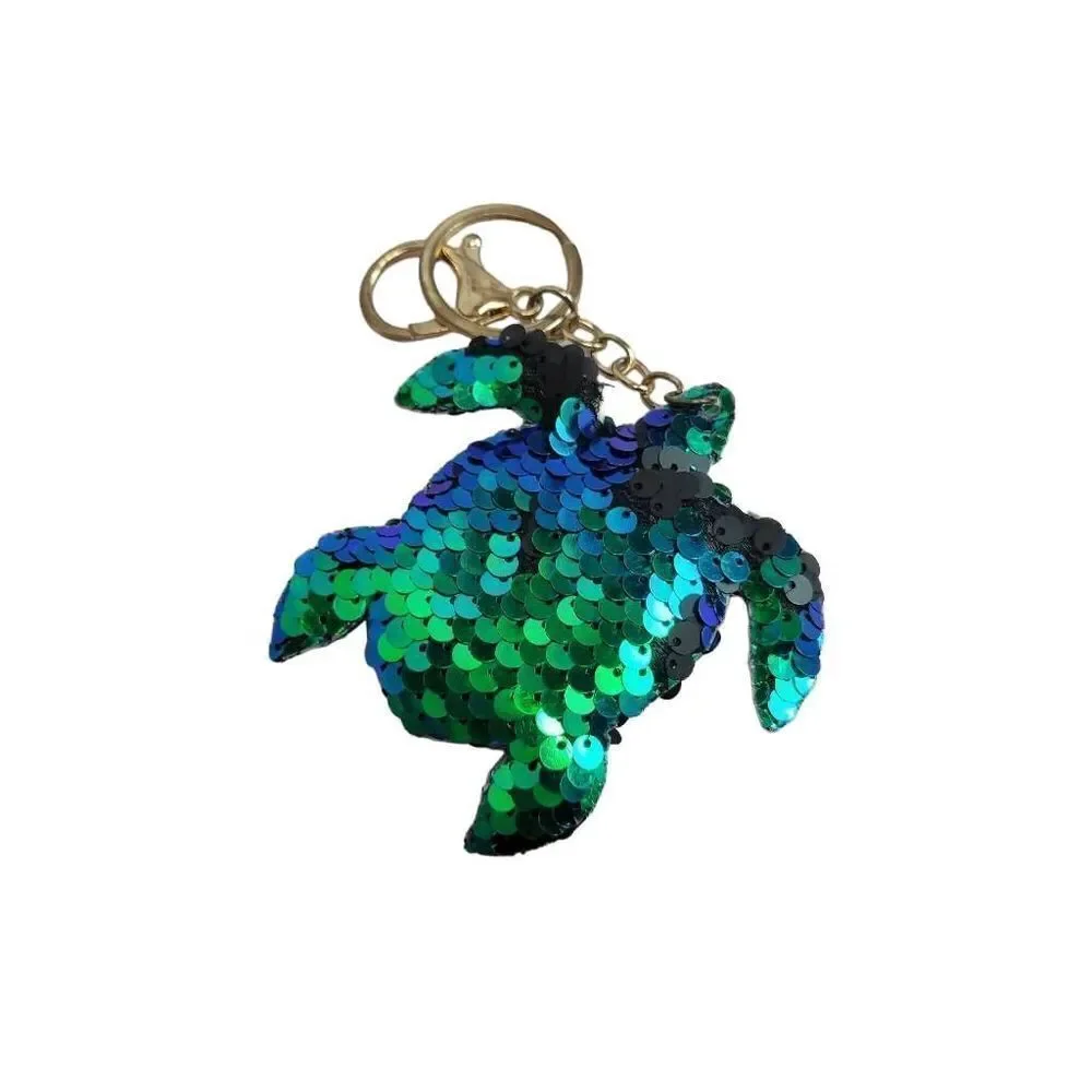 Flip Sequin Sea Turtle Keychain